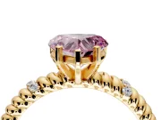 Rope Engagement Ring Setting for Fancy Pink Heart-Shaped Center with Accent Shoulders and Prong Head in Yellow Gold