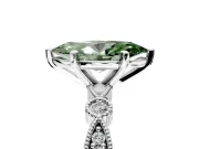Solitaire Engagement Ring Setting for Fancy Green Marquise Center with Milgrain Bezel Accents and Prong Head in White Gold