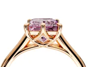 Solitaire Engagement Ring Setting for Fancy Pink Princess Cut Center with Cathedral Band and Prong Head in Rose Gold