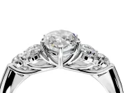 Cluster Engagement Ring Setting for Marquise Center with Round Cut Accent Frame and Prong Head in Sterling Silver