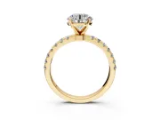 Open Basket Engagement Ring Setting for Round Cut Center with Pave Band and Prong Head in Yellow Gold