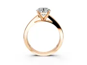 Solitaire Engagement Ring Setting for Round Cut Center with Princess Cut Channel Band and Prong Head in Rose Gold