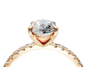 Solitaire Engagement Ring Setting for Marquise Center with Fine Pave Narrow Band and Prong Head in Rose Gold
