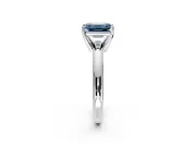 Solitaire Engagement Ring Setting for Fancy Blue Emerald Cut Center with Wire Band and Prong Head in White Gold