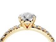 Solitaire Engagement Ring Setting for Pear-Shaped Center with Large Accents and Prong Head in Yellow Gold