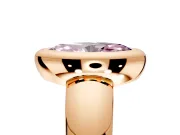 Solitaire Engagement Ring Setting for Fancy Pink Marquise Center with Wide Band and Bezel Head in Rose Gold