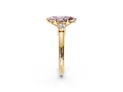 3 Stone Engagement Ring Setting for Fancy Pink Marquise Center with Wide Plain Band and Prong Head in Yellow Gold