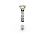 Solitaire Engagement Ring Setting for Fancy Yellow Radiant Cut Center with Channel-Set Accents and Prong Head in Platinum