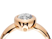 Solitaire Engagement Ring Setting for Marquise Center with Wide Band and Bezel Head in Rose Gold