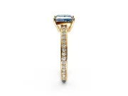 Solitaire Engagement Ring Setting for Fancy Blue Princess Cut Center with Channel-Set Accent Band and Prong Head in Yellow Gold
