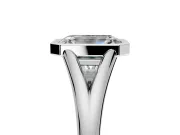 Solitaire Engagement Ring Setting for Emerald Cut Center with V Split Shank and Bezel Head in Platinum