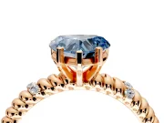 Rope Engagement Ring Setting for Fancy Blue Heart-Shaped Center with Accent Shoulders and Prong Head in Rose Gold