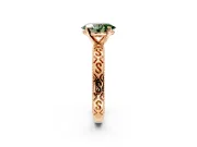 Solitaire Engagement Ring Setting for Fancy Green Oval Center with Scrollwork Band and Prong Head in Rose Gold