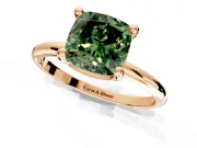 Minimalist Solitaire Engagement Ring Setting for Fancy Green Cushion Cut Center with Thin Band and Prong Head in Rose Gold
