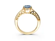 Floral Engagement Ring Setting for Fancy Blue Princess Cut Center with Four Accent Clusters and Prong Head in Yellow Gold