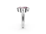Halo Engagement Ring Setting for Fancy Pink Marquise Center with Tapered Plain Band and Prong Head in Platinum