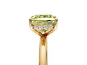Hidden Halo Engagement Ring Setting for Fancy Yellow Princess Cut Center with Thin Rounded Band and Prong Head in Yellow Gold