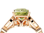 Solitaire Engagement Ring Setting for Fancy Yellow Princess Cut Center with Marquise and Bezel Accents and Prong Head in Rose Gold