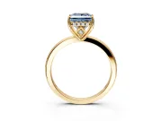 Solitaire Engagement Ring Setting for Fancy Blue Princess Cut Center with Fine Wire Band and Prong Head in Yellow Gold