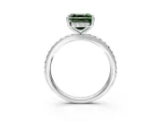 Solitaire Engagement Ring Setting for Fancy Green Asscher Cut Center with Fine Pave Band and Prong Head in Platinum