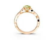 Solitaire Engagement Ring Setting for Fancy Yellow Pear-Shaped Center with Twisted Pave Split Shank and Prong Head in Rose Gold
