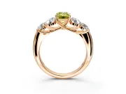 Cluster Engagement Ring Setting for Fancy Yellow Emerald Cut Center with Round Cut Accent Frame and Prong Head in Rose Gold