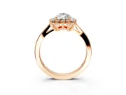 Starburst Halo Engagement Ring Setting for Pear-Shaped Center with Flat Cathedral Band and Prong Head in Rose Gold