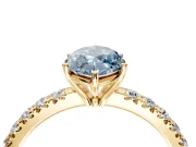 Solitaire Engagement Ring Setting for Fancy Blue Marquise Center with Large Accent Band and Prong Head in Yellow Gold