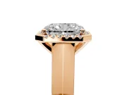 Halo Engagement Ring Setting for Radiant Cut Center with Knife Ridge Cathedral Band and Prong Head in Rose Gold