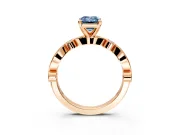 Solitaire Engagement Ring Setting for Fancy Blue Emerald Cut Center with Milgrain Bezel Accents and Prong Head in Rose Gold