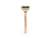 Solitaire Engagement Ring Setting for Fancy Green Emerald Cut Center with Plain Twisted Rope Band and Prong Head in Rose Gold