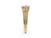 Solitaire Engagement Ring Setting for Oval Center with Accented Split Shank and Prong Head in Yellow Gold