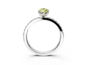 Solitaire Engagement Ring Setting for Fancy Yellow Pear-Shaped Center with Round Cut Pave Band and Prong Head in Platinum