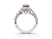 Solitaire Engagement Ring Setting for Fancy Pink Radiant Cut Center with Filigree Accent Basket and Prong Head in Platinum