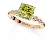 Solitaire Engagement Ring Setting for Fancy Yellow Cushion Cut Center with Bezel-Dot Beaded Band and Prong Head in Rose Gold