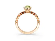 Solitaire Engagement Ring Setting for Fancy Yellow Marquise Center with Bezel-Dot Beaded Band and Prong Head in Rose Gold