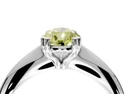 Solitaire Engagement Ring Setting for Fancy Yellow Pear-Shaped Center with Reverse Tapered Band and Prong Head in Platinum