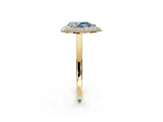 Halo Engagement Ring Setting for Fancy Blue Pear-Shaped Center with Plain Tapered Band and Prong Head in Yellow Gold