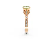 Solitaire Engagement Ring Setting for Fancy Yellow Princess Cut Center with Marquise and Bezel Accents and Prong Head in Rose Gold