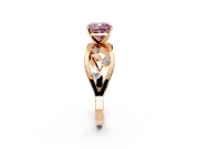 Solitaire Engagement Ring Setting for Fancy Pink Cushion Cut Center with Criss-Cross Accent Band and Prong Head in Rose Gold