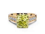 Solitaire Engagement Ring Setting for Fancy Yellow Radiant Cut Center with Round Cut Channel Band and Prong Head in Yellow Gold