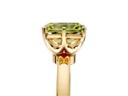 Solitaire Engagement Ring Setting for Fancy Yellow Emerald Cut Center with Plain Band and Tulip Prong Head in Yellow Gold