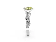 Solitaire Engagement Ring Setting for Fancy Yellow Oval Center with Bar-Station Pave Twist and Prong Head in Platinum