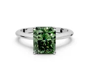 Solitaire Engagement Ring Setting for Fancy Green Radiant Cut Center with Knife Ridge Band and Claw Prong Head in White Gold