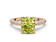 Solitaire Engagement Ring Setting for Fancy Yellow Radiant Cut Center with Channel Accents and Prong Head in Rose Gold