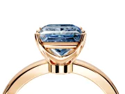 Solitaire Engagement Ring Setting for Fancy Blue Princess Cut Center with Plain Band and Tulip Prong Head in Rose Gold