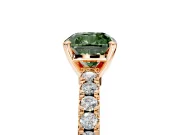 Solitaire Engagement Ring Setting for Fancy Green Cushion Cut Center with Single Row Accent Band and Prong Head in Rose Gold