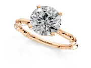 Solitaire Engagement Ring Setting for Round Cut Center with Bamboo Band and Prong Head in Rose Gold
