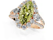 Halo Engagement Ring Setting for Fancy Yellow Marquise Center with Two-Strand Split Shank and Prong Head in Rose Gold