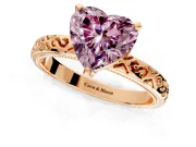 Solitaire Engagement Ring Setting for Fancy Pink Heart-Shaped Center with Scrollwork Band and Prong Head in Rose Gold